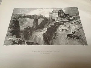 Bridge At Glens Falls Fine Art Print By W.H.barlett - Picture 1 of 11