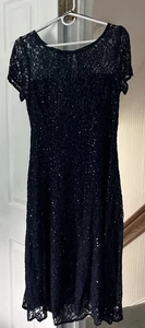 SL New York Fashions Midikleid mit Pailletten und Spitze, dunkelblau, 10 - Bild 1 von 6