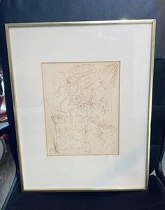 Grabado Salvador Dalí 1970 vintage otoño enmarcado - Imagen 1 de 7