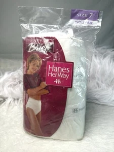 Vintage 90s Hanes Her Way White Cotton Briefs 3 Pair Size 7 1997 New NOS - Picture 1 of 1
