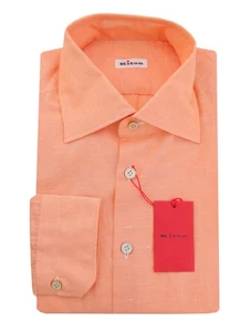 Kiton Orange Solid Cotton Blend Shirt - Slim - 15.75/40 - (KT1228236) - Picture 1 of 4