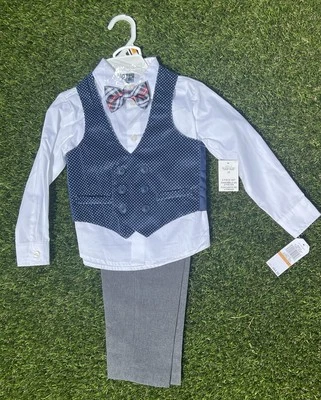 Conjunto de traje 3T Nautica para niños pequeños chaleco camisa pantalones y pajarita Foto 1 de 4