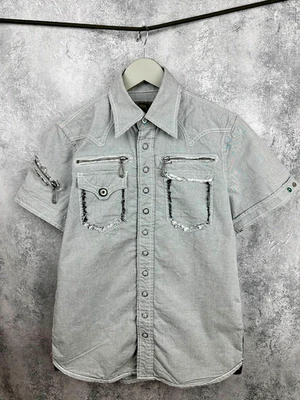 Camisa utilitária Diesel Rising Sun S/S vintage cinza bolsos desgastados masculina tamanho P - Imagem 1 de 4