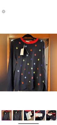 Men's Gucci fine wool Intarsia crewneck sweater size XL made Italy - Image 1 of 4