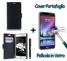 CUSTODIA FLIP CASE MAGNETICA IN PELLE FANCY PER LG K8/K10 2017 + PELLICOLA VETRO