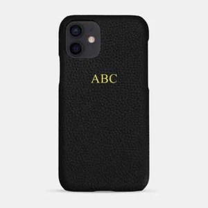 Personalised Black Pebble Leather Phone Case - Picture 1 of 6