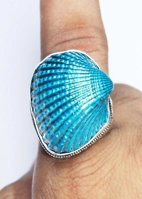 Anillo de joyería hecho a mano con concha de abulón de alta calidad tamaño 8,5 pulgadas Foto 1 de 4