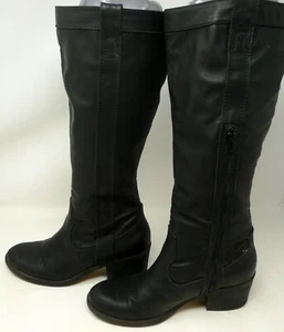 Dolce Vita Black Knee High Low Heel Side Zipper Faux Leather Boots Size 7 - Picture 1 of 8