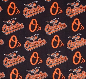 TELA BALTIMORE ORIOLES ESTAMPADO INTEGRAL 100% ALGODÓN POR 1/2 YARDA MLB - Imagen 1 de 2