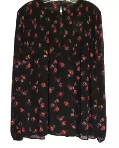 Top donna Banana Republic taglia XL alto floreale con volant foderato nero floreale - Foto 1 di 16