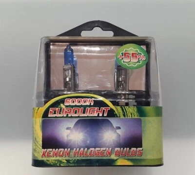 2 Lampade Lampadine alogene EUROLIGHT H1 55W 6000K +55% HALOGEN BULBS H1 - Immagine 1 di 3