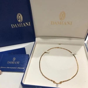 DAMIANI Diamond 18k Yellow Gold Omega Pendant Necklace w/Box Case Paper - Picture 1 of 4