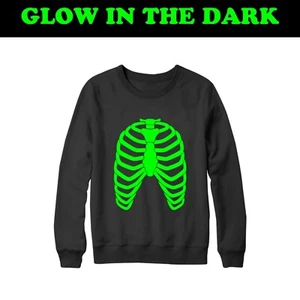 Rib Cage Sweatshirt Glow in The Dark Heart Skelton Halloween Party Friends Gifts - Picture 1 of 2