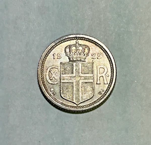 1929 ICELAND 10 Aurar - High Grade Low Mintage - Original Luster - Picture 1 of 2