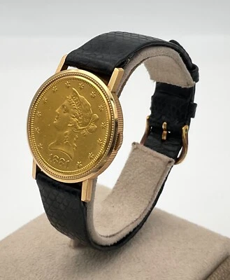 Reloj Moneda Liberty 1881 $10 Oro Amarillo 18K Damas Bueche Girod Foto 1 de 4