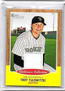 CAMISETA USADA TROY TULOWITZKI 2011 TOPPS HERITAGE COLECCIÓN CLUBHOUSED JUEGO - Imagen 1 de 1