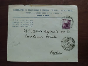 11290 BUSTA DA LETTERA COOP. UNITA' POPOLARE SETTIMO SAN PIETRO 1949 VIAGGIATA - Foto 1 di 2