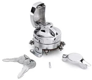 Serratura accensione elettronica cromata per pala Harley-Davidson Big Twin Evo - 1995 - Foto 1 di 3