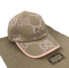 Cappello da baseball Gucci Jumbo GG monogramma jacquard in tela pelle rifinito taglia M