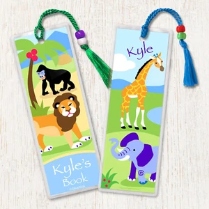 Wild Animals Personalized Kids Bookmark (Set of 2) Unisex Girls or Boys Gift - Picture 1 of 1