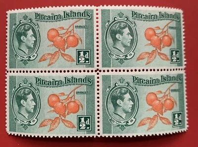 PITCAIRN ISLANDS 1940-51 GVI  Block of four x ½d Orange & green SG1 v.fine NHM - Image 1 of 2