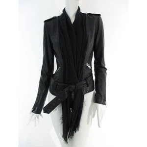 ATEMBERAUBENDE ALL SAINTS ARNEL DAMEN-BIKERJACKE AUS LAMMLEDER & WOLLE 6 XS 8 S SCHWARZ - Bild 1 von 13