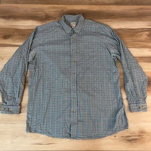 LL Bean Shirt Mens XXL Tall Green Plaid Button Down Wrinkle Free Twill Sport - Picture 1 of 9