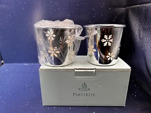 PartyLite coppia portacandele fiocco di neve P7874 votivo ritirato nuovo con scatola da collezione - Foto 1 di 7