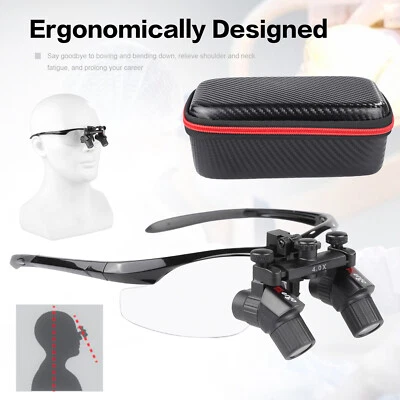 Lupa cirúrgica 4.0X ajustável odontológica Ergo 45° 450mm distância de trabalho - Imagem 1 de 4