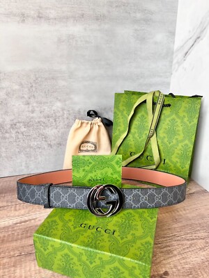BELT GUCCI BLACK LEATHER 100% AUTHENTIC FOR M...