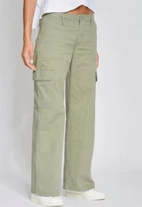 Pantalones vaqueros de mujer GANG 94Noemi Cargo Wide Fit elásticos cintura media verde oliva - Imagen 1 de 2