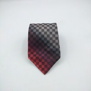 Axcess Men's Silk Neck Tie Red Black Checkered Fade 57.5" x 3.5"