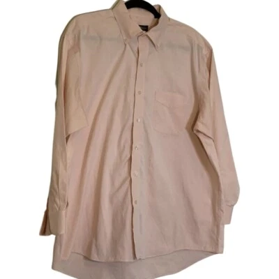 Club Room Mens shirt Pinpoint peach Button Up Dress Shirt Wrinkle Resistant 17” - Image 1 of 4