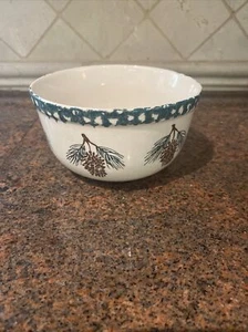 TIENSHAN Pinecone Serving Bowl Green Sponge Folkcraft 5.5” Diameter EUC - Picture 1 of 2