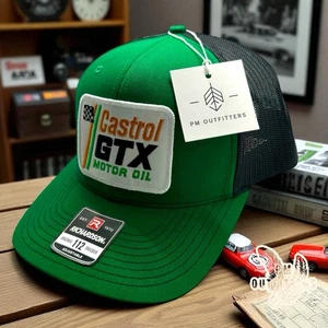 Sombrero retro Castrol GTX Motor Oil. NASCAR Racing Richardson 112 Trucker SnapBack - Imagen 1 de 11
