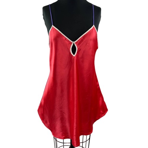 UNDERCOVER Abito slip vintage Victoria's Secret etichetta oro rosa raso aderente chemise lingerie M