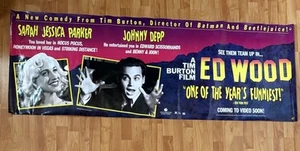 Vintage Tim Burtons Ed Wood Original Movie Banner Johnny Depp Promo 71x25.5 90s - Picture 1 of 8
