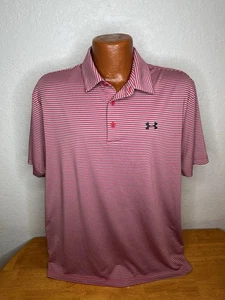 Men's Under Armour Loose Heat Gear S/S Polo Golf Shirt Striped | Extra Large XL - Picture 1 of 5
