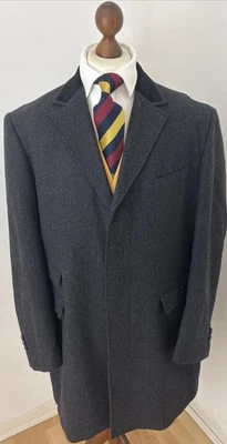 Skopes роскошь серый Crombie стиль елочка пальто шерсти смесь бархат воротник XL - Изображение 1 из 4