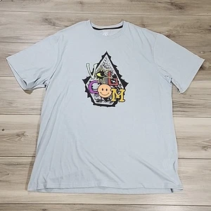 Volcom T-Shirt Men's 2XL Light Blue Graphic Short Sleeve - Picture 1 of 8