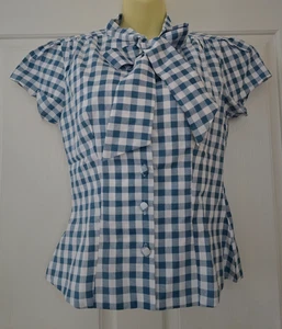 NEU Magnolia Park Damen Gr./M Kariert Kariert Bluse Knopfleiste Blau Neu mit Etikett - Bild 1 von 8