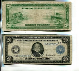 1914 $20 CLEVELAND CURRENCY LARGE SIZE NOTE VG 4547T - Picture 1 of 1