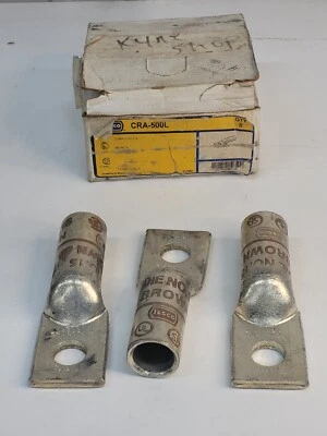 ILSCO CRA500L2 500 MCM 2-Hole Long Barrel Compression Lugs Box Of 3 NEW d8r - Image 1 of 4
