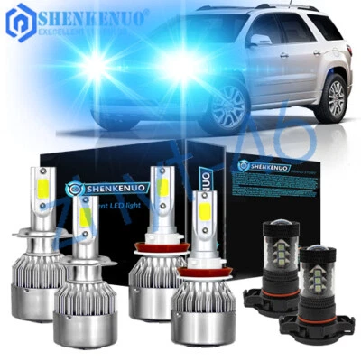 For 2007-2012 GMC Acadia Combo H7 H11 LED Headlight 5202 Foglight Kit Ice Blue - Image 1 of 4