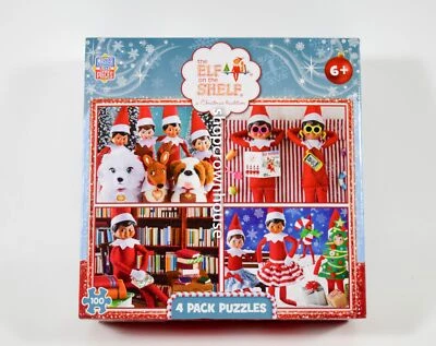 1 Pack de 4 Puzzles Elfo En El Estante Tradición Navideña Niños 6+ Nuevos 2021 Foto 1 de 3