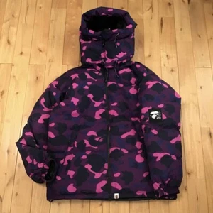 BAPE Purple camo hoodie puffer down jacket A Bathing Ape Size L - Picture 1 of 9