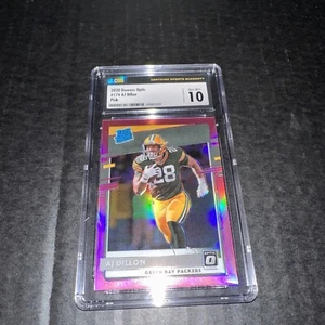 AJ DILLON 2020 Donruss Optic 174 rosa clasificación Prizm radiocontrol novato CSG 10 gemas como nuevo - Imagen 1 de 3
