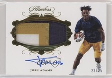 2018 Panini Flawless Collegiate /25 Josh Adams #RPAJAD RPA Rookie Patch Auto RC