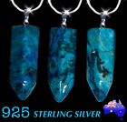 Natural Stone Teal Blue Onyx Healing Point Pendant 925 Sterling Silver Necklace