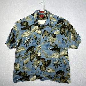 EZs Haggar Shirt Mens 2XL Blue Rayon Hawaiian Camp Floral Lightweight Cool - Picture 1 of 13